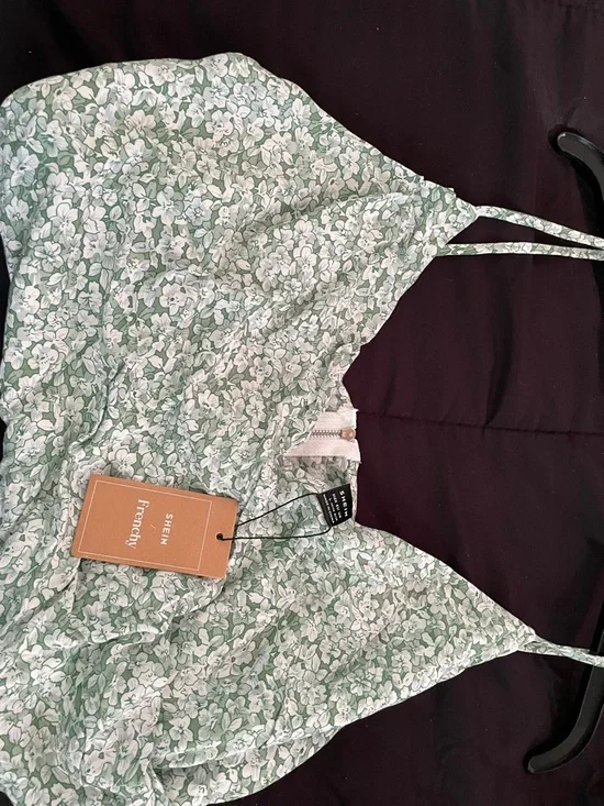 SHEIN Mint Green Floral Tie-Strap Midi Dress - Picture 3 of 5